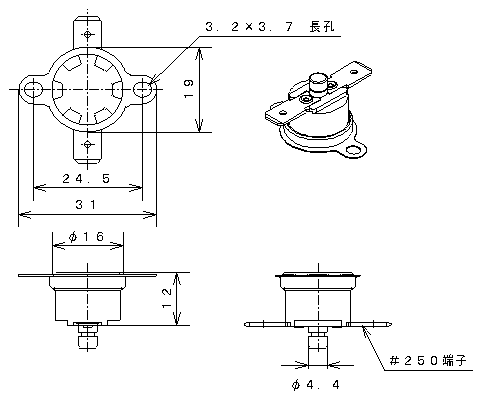 15型セラミックケース - （手動復帰型）：バイメタルサーモスタットの